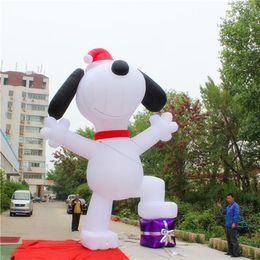 8mH (26ft) with blower wholesale Customised Giant inflatable dog mascot inflatable Christmas model manufacturer For Advertising