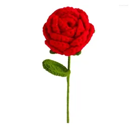 Decorative Flowers Crochet Flower Valentine's Day Love Knitted Handmade Knit Rose For Girls Women Wedding Anniversary Da