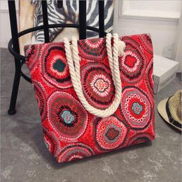 Fashion Folding Women Big Size Handbag Tote Ladies Casual Flower Printing Canvas Graffiti Shoulder Bag Beach Bolsa Feminina 240124