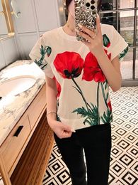 Women's T Shirts Traf 2024 Woman T-shirt Cotton 3D Printing Loose Casual Y2k Tops Fashion High Quality Pullover Bra XL