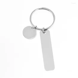 Keychains 5pcs Stainless Steel Key Ring Keychain Heart Disc And Rectangle Bar Stamping Blank ID Name Tags Chain