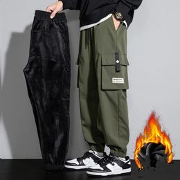 Winter Men Y2k Vintage Baggy Pants Thicken Warm Pants Mens Fleece Cargo Ankle-length Joggers Harem Pants Oversize Trousers 240124