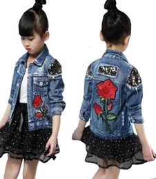 Baby Girls Denim Jackets For Boys Jackets And Coats Children Jacket Spring Autumn Rose Embroidery Jeans Coat Children Outerwear Y27177555