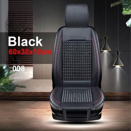 Car Seat Covers PU Leather Universal Breathable Summer Cooling Auto Front Cushion Protector Beads Bamboo