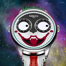 Wristwatches Cool Joker Watch Men Classic Clown Watches Fashion Leather Strap Waterproof Quartz Relogio Masculino