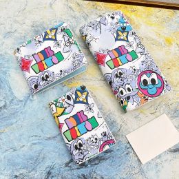 Luxury Bags Unisex Short Wallets Graffiti Letter Flower Multiple Wallets Comics Coated Canvas Pocket Brand Women Men Long Wallets Suit Clip Clutch Bags Coin Purses