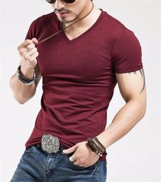 Men's Suits A2456 Fitness Mens T-shirts V Neck Man T-shirt For Male Clothing Tshirts M-4XL Tops O-neck Tees