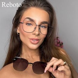 Magnetic Clip On Polarising Sunglasses Women Fashion Cat Eye Anti Blue Light Optical Lenses Glasses Frame Metal Eyeglasses 240118