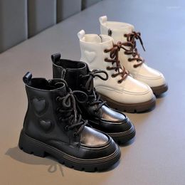 Boots Children Fashion Spring Autumn Girls 2024 Kids Shoes Love Versatile Soft Sweet Princess Casual Britain Style PU