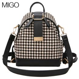 New Super Hot Small Shoulder Mini Thousand Bird Grid Popular Fashion Korean Edition Instagram Backpack Book Bag for Women 88% factory direct