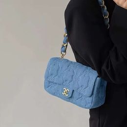 Women s with A High end Feel New Autumn and Winter Style Small Fragrance Temperament Blue Denim Square Bag Diamond Grid Chain Shoulder factory direct sales