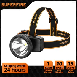 Headlamps SUPERFIRE Mini LED Rechargeable Headlamp High Power Head Lamp Light USB C Sensor Headlight Front For Fishing