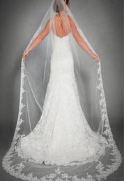 One Layer Wedding Veils Applique Lace athedral Length Long Bride Veil High Quality Women Accessories With Comb6933633