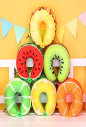 1pcs 6 Colours Fruit U Shaped Pillow Protect the Neck Travel Watermelon Lemon Kiwi Orange Pillows Cushion3317828