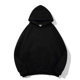 2023 streetwear hoodie cor sólida básico velo solto preto hoodie manga longa bolso moletom para mulher hoodies 240119