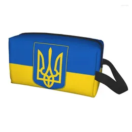 Cosmetic Bags Travel Flag Of Ukraine Toiletry Bag Kawaii Patriotic Makeup Organizer For Women Beauty Storage Dopp Kit Case