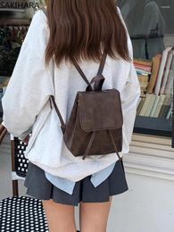 School Bags Vintage Korean Fashion Casual Solid Colour Arrive Minimalist Backpack Women Preppy Soft Drawstring Schoolbag Bolsa Feminina