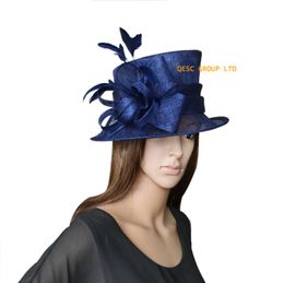 Navy blue NEW design ladies occasional Small Sinamay Church Hat for Kentucky DerbyweddingpartyAscotraces2815898