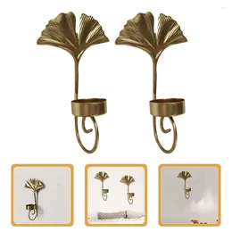 Candle Holders 4 Pcs Holder Leaf Wall Hanging Candlestick Props Iron Decorative