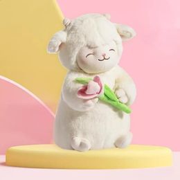 Children's sweet white sheep plush toys soft plush toys tulips cute animal gifts birthdays and Christmas 240118