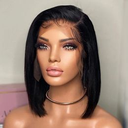 Bone Straight Bob Wig Lace Front Human Hair Wigs For Women HD Transparent Frontal Glueless 180% 240127
