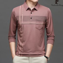 Stylish Spring Autumn Polo Shirt Men's Pullover Polo Shirt Male Casual Long Sleeves Turndown Collar T Shirt 240123