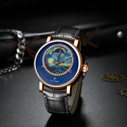 T867P TEVISE Mechanical Watch Mens Fashion Belt Fully Automatic Mechanical Watch Night Glow Waterproof Mechanical Watch Watc 240123