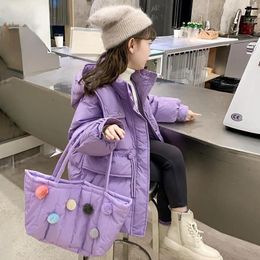 Down Coat 5-12 Years Kids Children's Outerwear Winter Clothes Teen Girls Cotton-Padded Parka Coats Thicken Warm Long Jackets T95