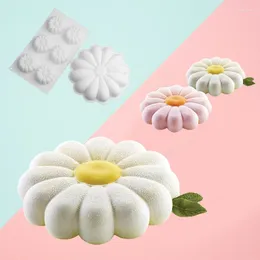 Baking Moulds Kitchen Bakeware 1/6 Cavity Daisy Sun Flower Design Silicone Cake Moulds Food Grade Pastry Tools Desssert Mousse
