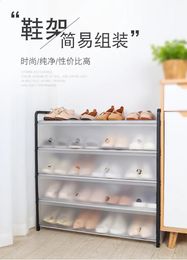 Multilayer steel pipe assembly dustproof shoe cabinet storage space saving rack 240130