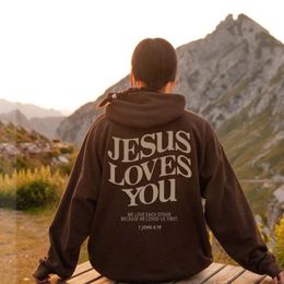 Jesus Loves You Oversized Graphic Hoodie Women Hip Hop Vintage Hooded Sweatshirts Pullover Tops For Trendy Aesthetic Top 240131