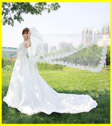 2021 in stock Available Custom Made Bridal Veils Tulle Applique Edge Foreign Trade Veil for Wedding Party3563182