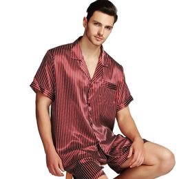 Mens Silk Satin Pajamas Pajama Pyjamas Set Sleepwear Set Loungewear S MLXL2XL3XL 4XL Short Sleeves 240202