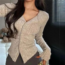 Women's Knits 2024 Autumn Fashion Girls Knitwear Jumper Knitted Cardigan Women Slim Fit Short Sweater Vintage Long Sleeve Single Breasted