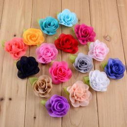 Hair Accessories 30pcs/lot Girls Beautiful Flower With Green Leaf Kids Boutique Artificial Headwear DIY TH21