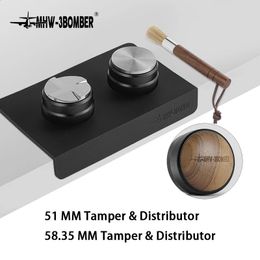 MHW-3BOMBER 515358mm Espresso Tamper and Coffee Distributor with Tamping Mat and Cleaning Brush Set Professional Leveller Tools 240130