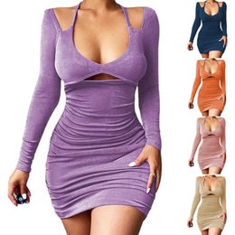 Urban Sexy Dresses Fashion Autumn and Winter New New Sexy Slim Sling Bandage Long Sleeved Dress for Women