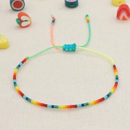 Link Bracelets Go2Boho Jewellery Rainbow Bracelet Summer Miyuki Seed Bead Chain Adjustable Thin For Women Teens Girls Jewellery Gifts
