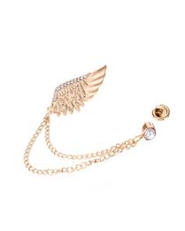 2020 New Exquisite Fashion Golden Wings Brooches MenWomen039s Rhinestone Chain Brooch Coat Pins Suit Collar Accessories Gift 18365750