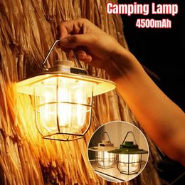 LED Camping Lamp Retro Hanging Tent Lamp Waterproof Dimmable Camping Lights 4500mAh Battery Emergency Light Lantern for Outdoor 240119