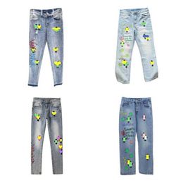 Mens Jeans Designer Embroidery Chrome Straight Trousers Heart Letter Prints for Women Men Casual Long Trend Brand Motorcycle Pant Sfql Nuks