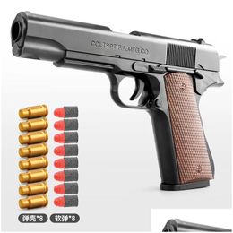 Pistola Giocattoli M1911 Eva Morbida Schiuma Freccette Blaster Pistola Giocattolo Tiro Manuale Lanciatore Rosa Con Silenziatore Per Bambini Bambini Ragazzi Compleanno Dr Dh4Wh