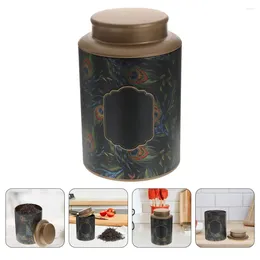 Storage Bottles 2 Pcs Tinplate Tea Metal Container With Lid Candy Holder Sealed Canister Jar