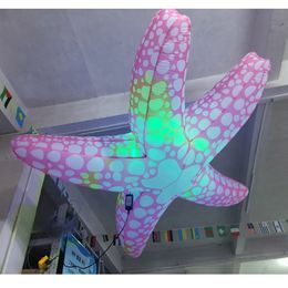 wholesale High quality Romantic LED lighting 1.5/2/3 meters dia inflatable starfish marine animal seafood customized hanging