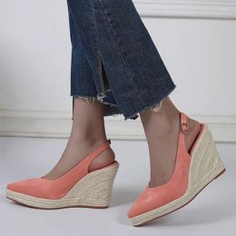 Ankle Wedges Sandals Slingback Women's Heel Strap Crystal Platform Shoes Espadrilles Pumps Comfort Csaual 321 c