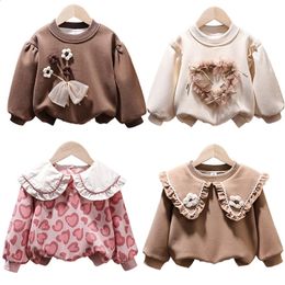 16Yrs Autumn Baby Girls Clothes Top T Shirt Toddler Winter born Plush Long Sleeve Cotton Pullover Tops 240122