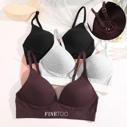 Bras FINETOO Sexy Push Up Bra Large Size S-XL Brassiere Underwear Women Bratette Lingerie Plus Wireless Female Padded Cotton