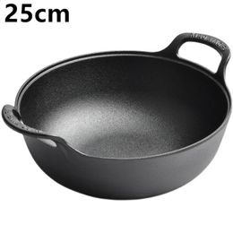 25cm Pre-seasoned Cast Iron Casserole Dish with Loop Handle 3 Qt Saucepan Heavy Soup Pot Dutch Oven Kitchen Utensil Grilling Wok 240130