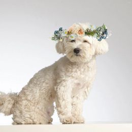 Dog Collars Headgear Vacation Boho Decor Floral Crown For Wedding Fabric Pet Flower Collar