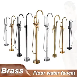 Bathroom Sink Faucets Cold Floor-standing Bathtub Faucet European-style Antique All-copper Brass Shower Cylinder Side Vertical Floor Design